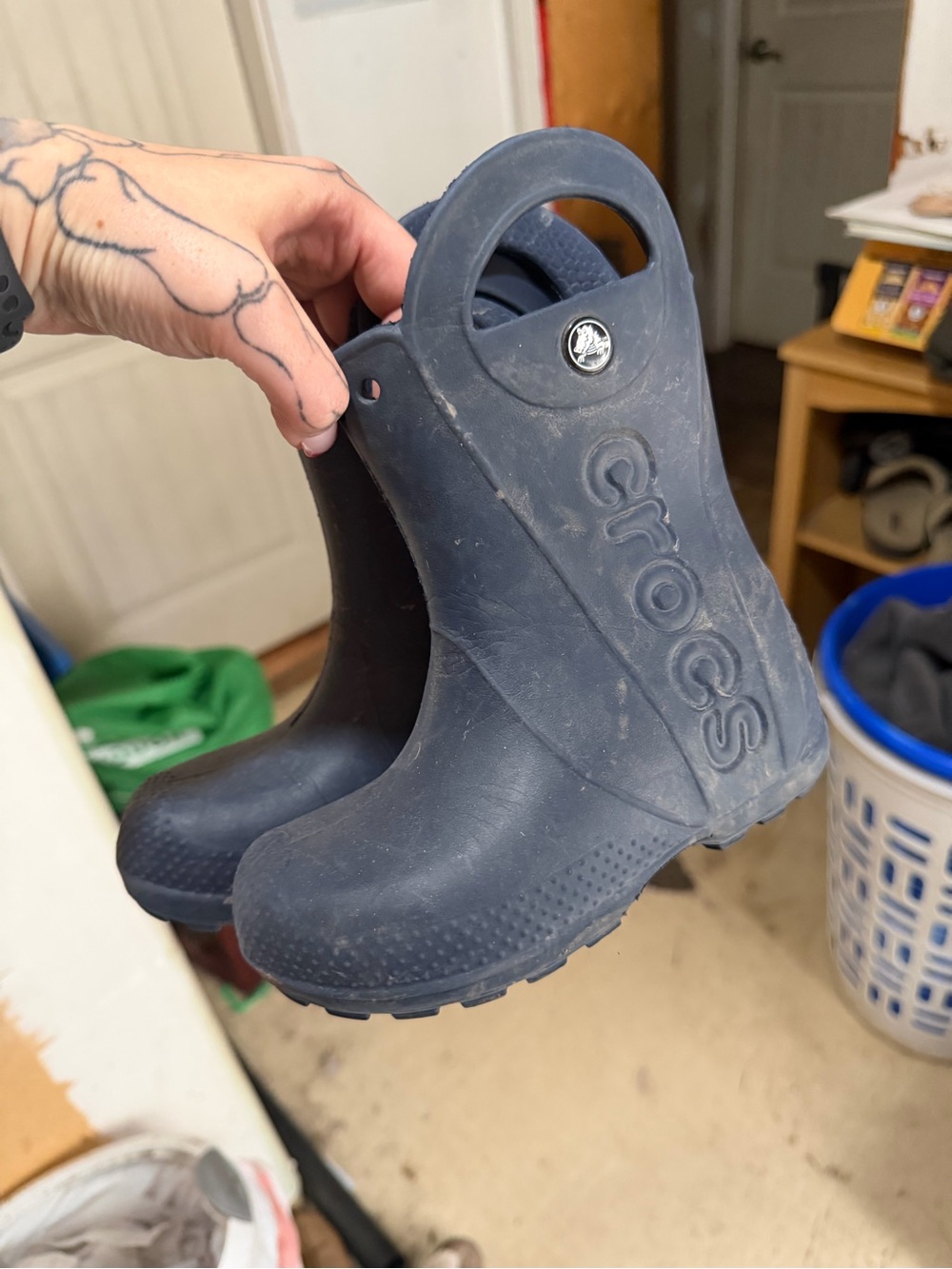 CROCS Kids Navy Blue Waterproof Rain Clogs